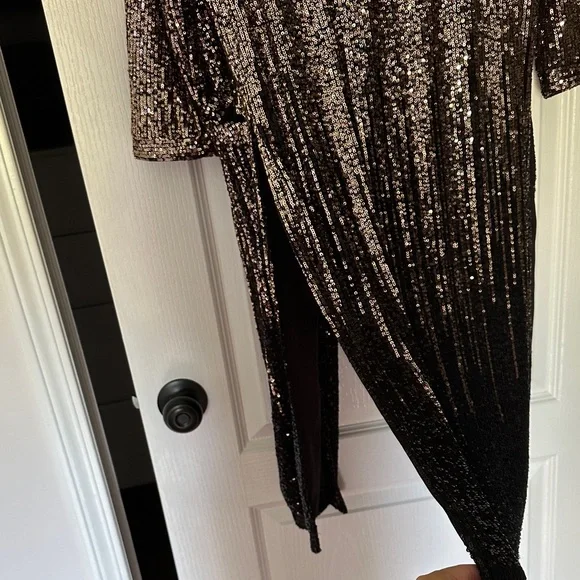 BB Dakota Sequin Long Jacket - Black and Silver - Picture 3 of 4